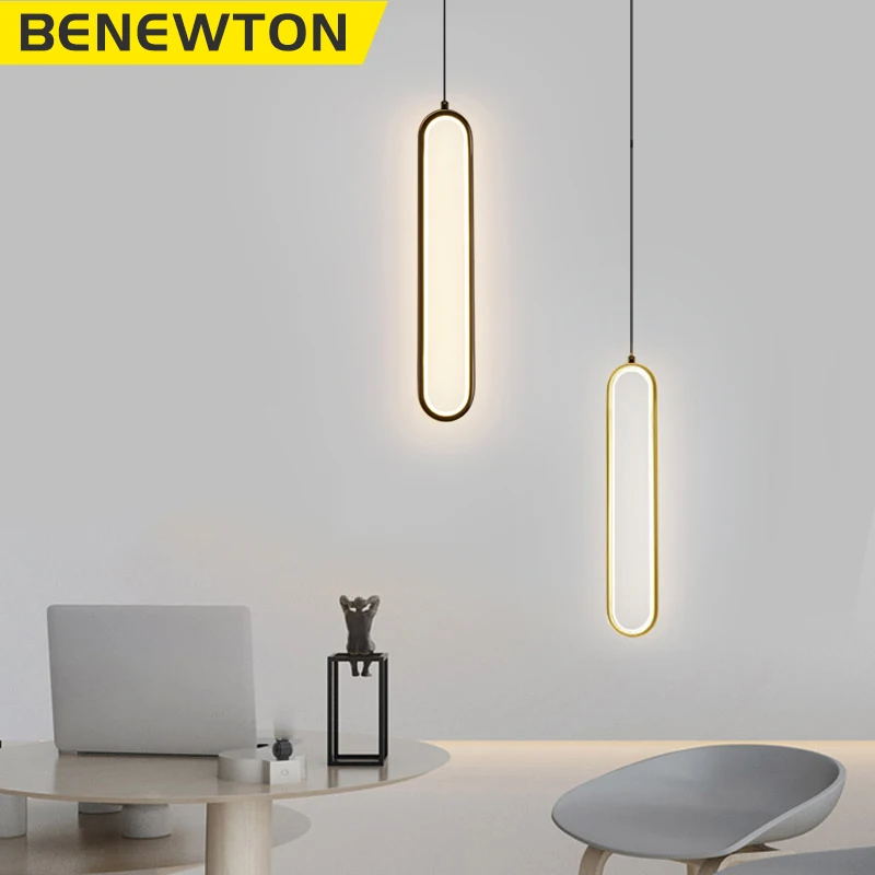 

BENEWTON Modern Scandinavian Bedroom Bedside Long Line Light Minimalist LED Chandelier Pendant Home Decor Light Suspended