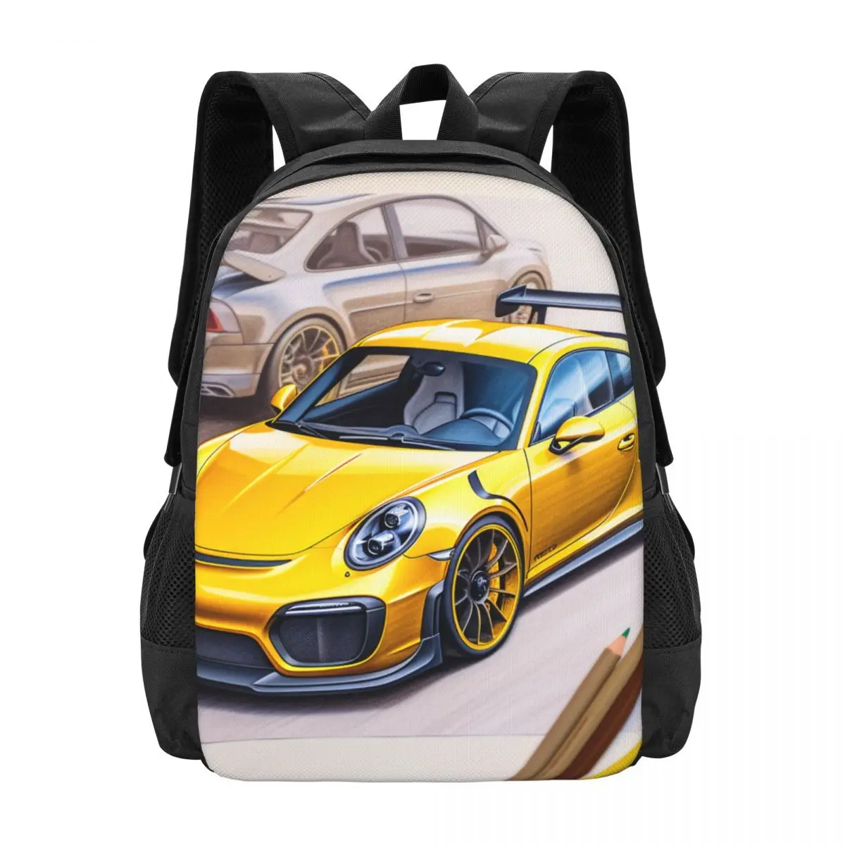 

Classic Sports Car Backpack Colored Cartoon Pencil Art Travel Backpacks Student Unisex School Bags Custom Durable Rucksack