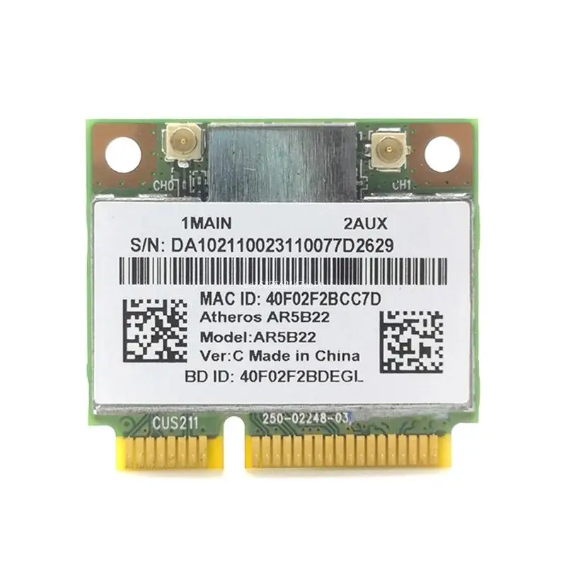 

AR5B22 BT4.0 Mini PCI-E Card 2.4/5Ghz Dual-Frequency 300M WLAN WIFI Card Wireless Wlan Card forY400 Y500 Y410P