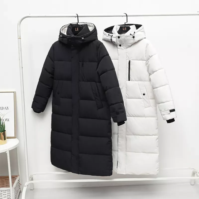 

2022NEW Winter Women's Thick Parkas Casual Hooded Down Cotton Jacket for Female Solid Quilted Windbreaker Long Coat Outwear