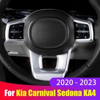 auto abs carbon fiber car steering wheel panel cover trim stickers for kia carnival sedona ka4 2020 2021 2022 2023 accessories
