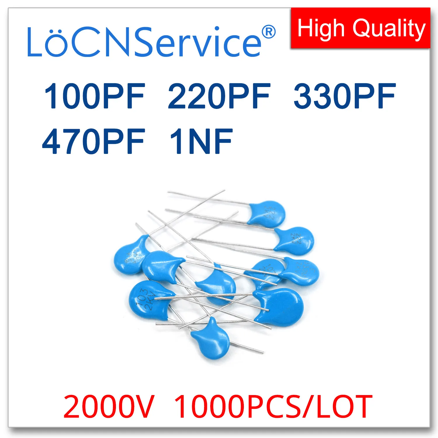 

LoCNService 1000PCS 2000V CT81 100PF 220PF 330PF 470PF 1NF High voltage Ceramic Capacitor High Quality 2KV 101 221 331 471 102