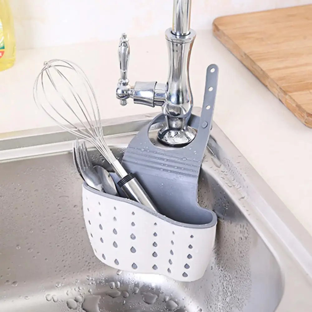 

Practical Drain Rack Double-layer Basket Snapper Design Rubber Sink Basket Kitchen Accessory Sink Rack for Sponge