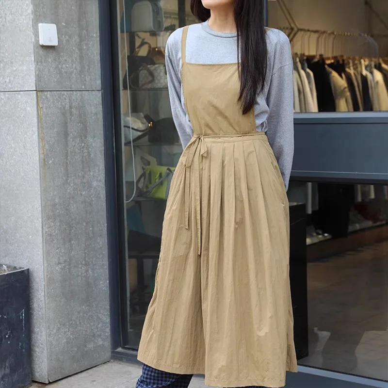 

UTEYNEE Длинный кухонный водонепроницаемый фартук с индивидуальным принтом логотипа для женщин, плиссированный сарафан с карманами для маникюрного салона красоты, магазина