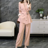 m 5xl high end womens suits wide leg pants two piece set 2022 new fashion and elegant long sleeved jacket high waisted trousers