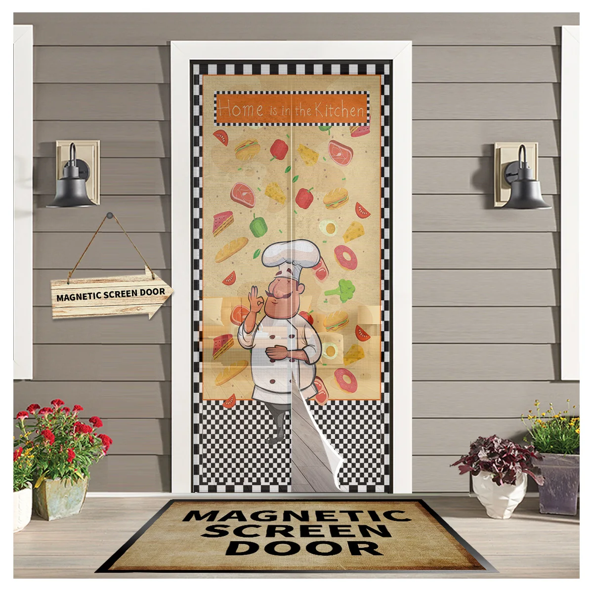 

Штора для кухни, овощей, мяса, десерта, летняя дверная занавеска в клетку, оконная дверная занавеска, магнитная занавеска против комаров