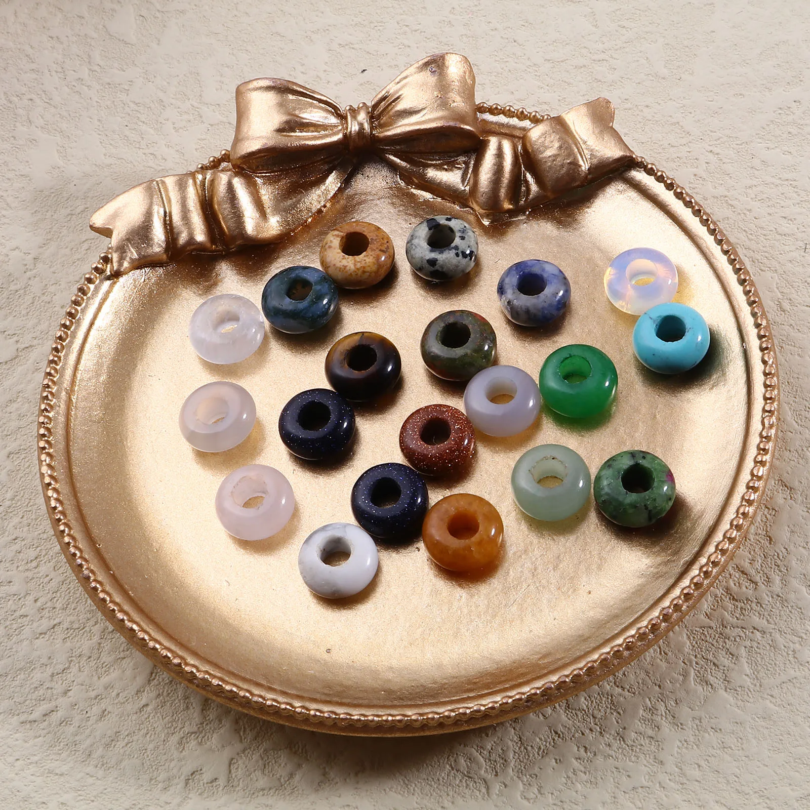 Очаровательные бусины с большим отверстием из драгоценного камня 2 шт. 10 мм