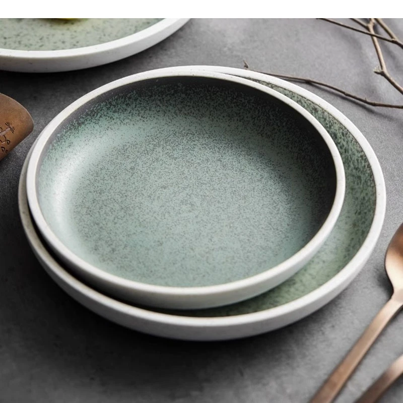 Винтажная круглая керамическая глубокая тарелка для ресторана десерта спагетти