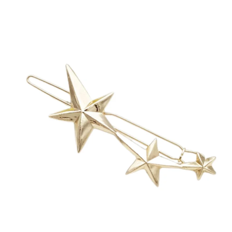 

Модные треугольные геометрические заколки со звездами для женщин, аксессуары, золотые, серебряные геометрические заколки для волос, сплав, ...