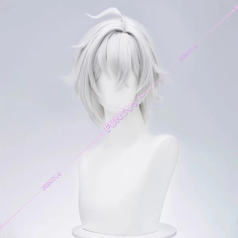 Парик для косплея Honkai: Star Rail Seth Lowell из термостойкого волокна с короткими белыми волосами
