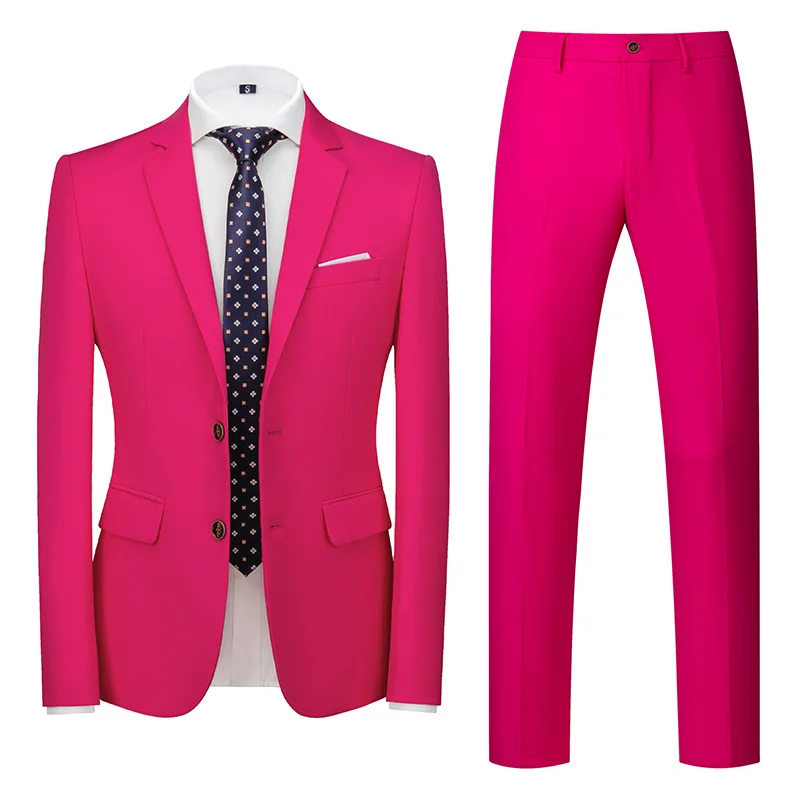 

Мужской облегающий костюм, смокинг из 2 предметов для повседневной деловой свадебной вечеринки (пиджак + брюки), мужские комплекты 2022