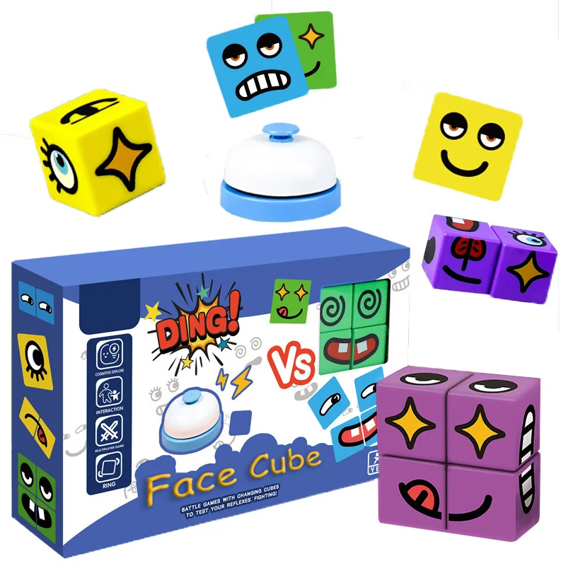 

New Kids Rubik's Cube Face Changing Cube Toy Expressions Building Blocks Matching Puzzles Interactive Board Game Education Toys