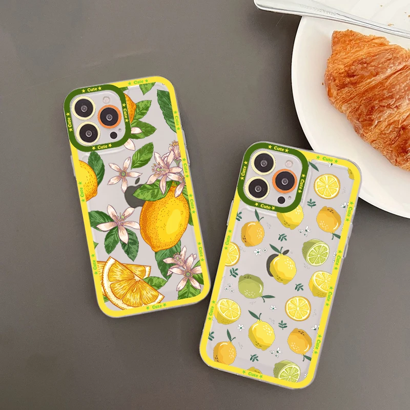 

Fruit lemon Phone Case For iPhone 14 13 12 11 Pro Max XS X XR SE 2020 6 7 8 Plus Mini Protective Cover