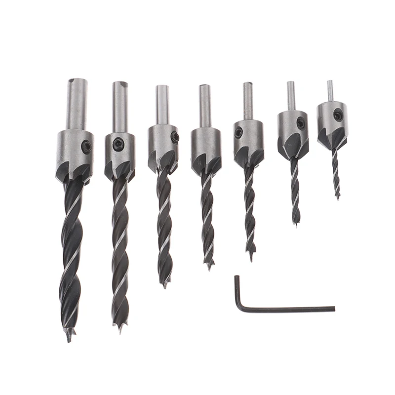 

7 шт. 3 мм-10 мм флюит Hout Verzinkboor Boren Set Timmerwerk Ruimer Frezen Gat Tool