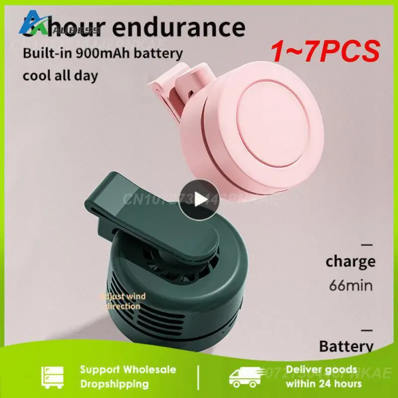 

1~7PCS ❄️Hang Belt Mini Summer Outdoor Portable 3 Speed Fan Usb Rechargeable Fan Cooling Bladeless Fan Clip-on Cooling