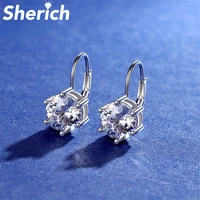 sherich round 0 5 2ct moissanite diamond s925 sterling silver elegant temperament six claws drop earrings womens brand jewelry