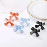 lovely candy color bowknot earrings for women cute sweet acrylic bow stud earrings for girls simple fashion party jewelry gifts