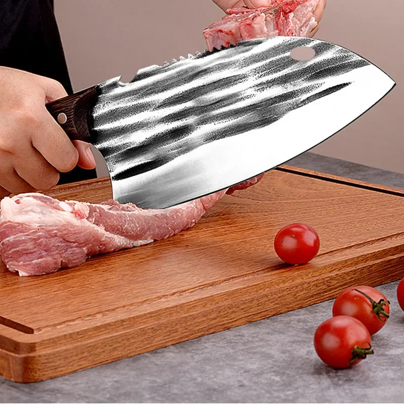 Ручные кованые кухонные ножи столовые приборы нож мясника для нарезки мяса