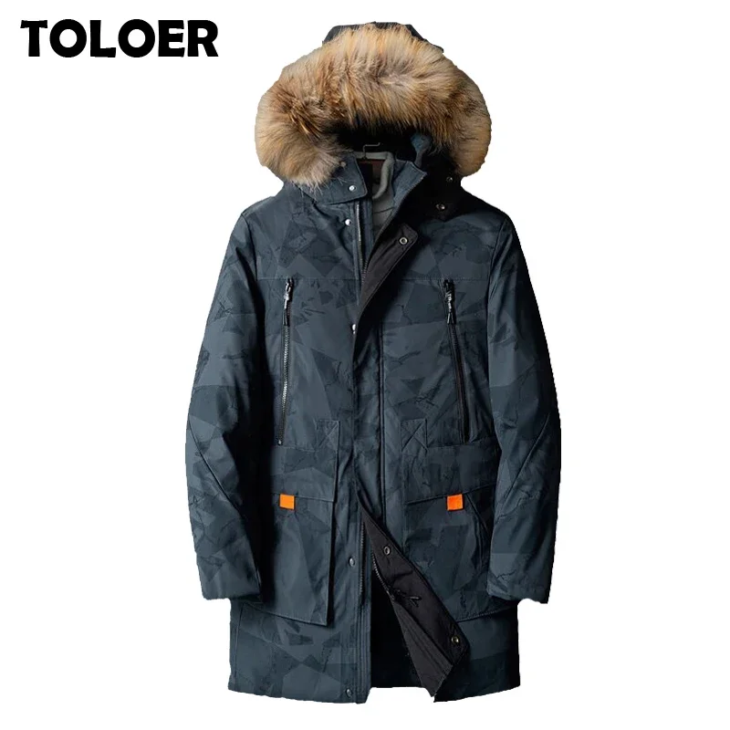 

New in 8XL Men 2022 Winter Down Jackets Mens New Casual Long Thick White Duck Down Coats Male Warm Hooded Pockets Outwear Parkas