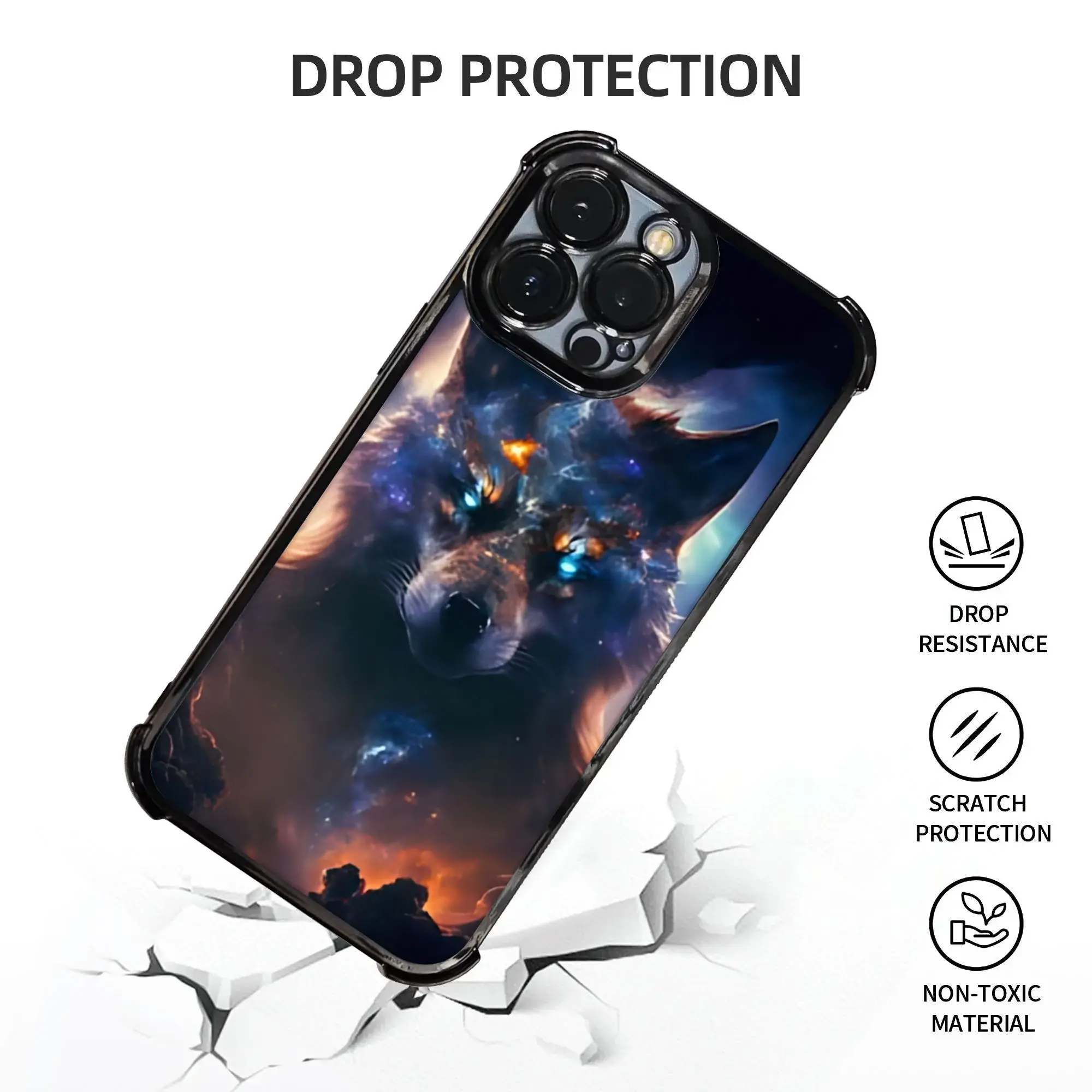 Фото Чехол для телефона Dark Gold Wolf с гальваническим покрытием для iPhone различных моделей №3