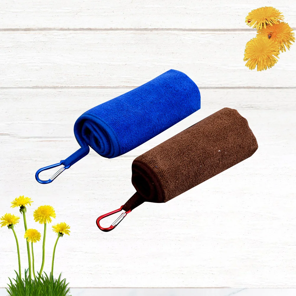

2pcs Fishing Towels with Carabiner Absorbent Sports Towel Outdoors Fishing Cloth for Hiking Climbing )