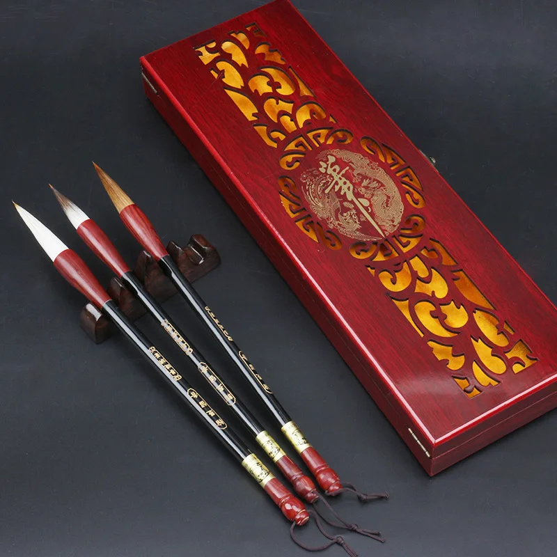 Najtaniej Three-pack Of Sheep Hair And Wolf Hair Brush Set Chinese Traditional Calligraphy And Painting Practice Professional Supplies