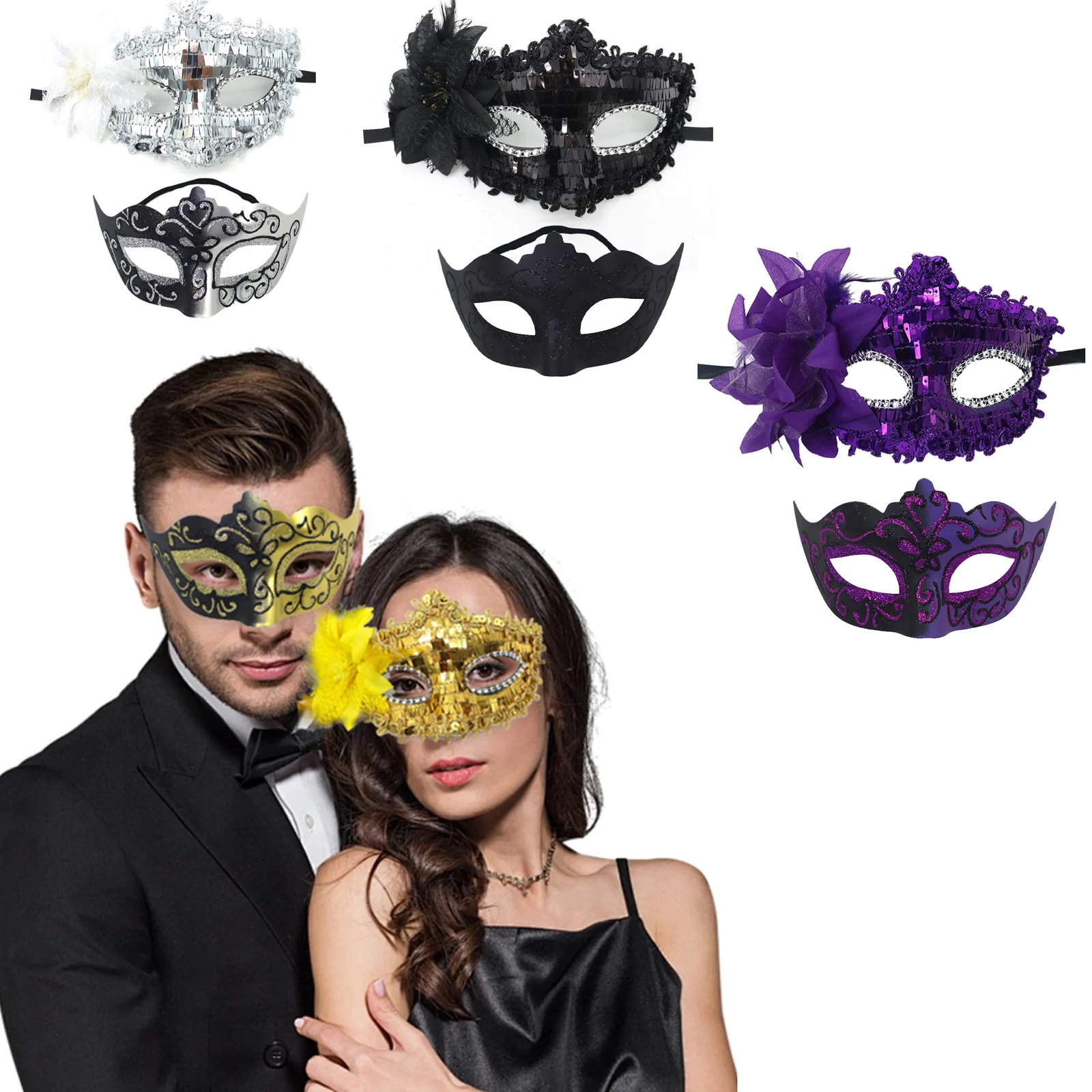 2 шт. пары золотые фиолетовые черные синие кружевные маски бабочка венецианская