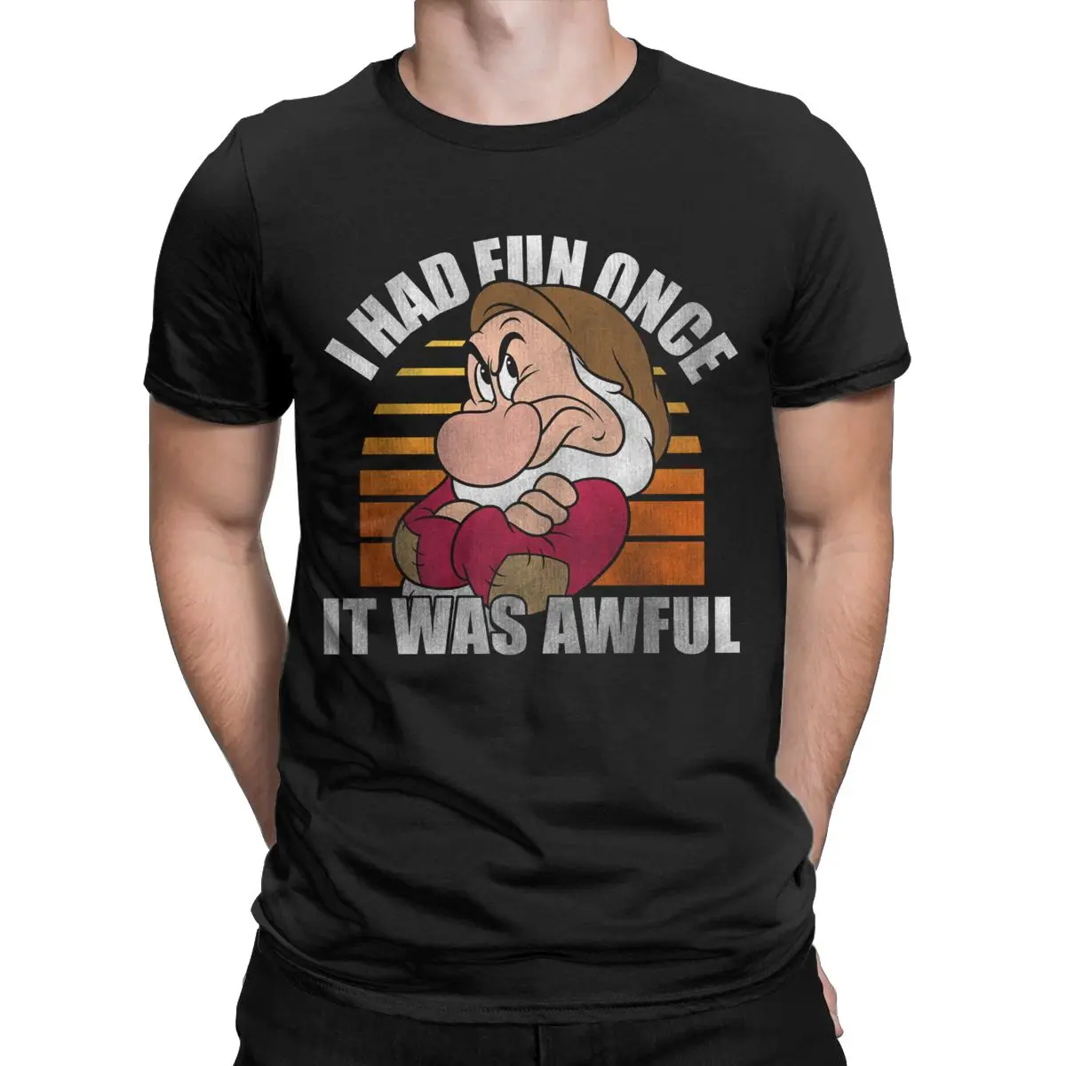 I Had Fun Once It Was Awful Disney Seven Dwarfs Grumpy Men T Shirts Novelty Tees O Neck T-Shirt Pure Cotton Summer Clothes