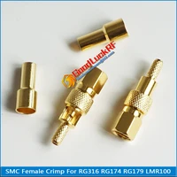 1x pcs high quality rf connector smc female window crimp for rg316 rg174 rg179 lmr100 cable jack gold plated coaxial
