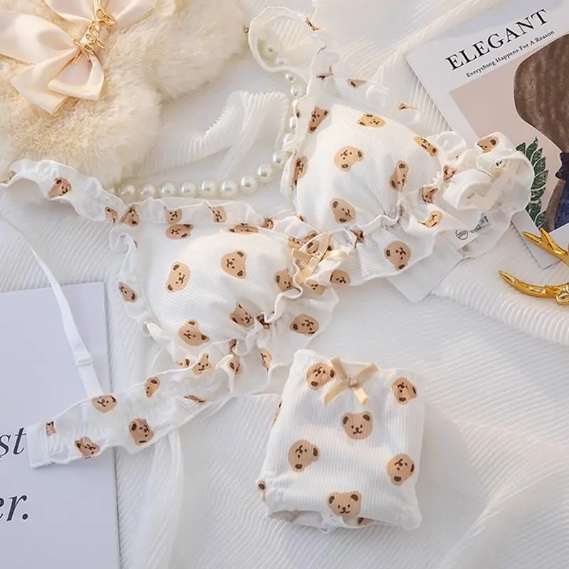 Комплект японского нижнего белья с изображением милого медведя из бюстгальтера