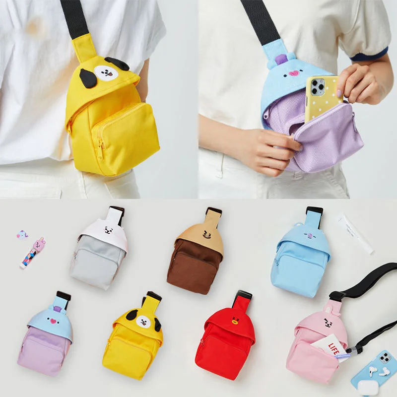 

KawaiiCartoon Shoulders Messenger Bag Korean btz21 Kawaii Animal Bunny Canvas Chest Coin Purse Large Capacity Leisure Bags Gifts