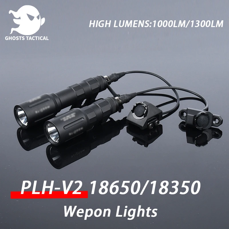 PLHv2 18350 18650 White LED 1000/1300LM Flashlight High Power Modlit Airsoft Weapon Lamp Scout Light HotButton Fit Mlok Keymod