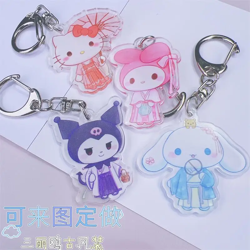 

Sanrioed Kawaii Anime Cartoon series HelloKitty My melody Kuromi Cinnamoroll Creative cute girl keychain student bag pendant