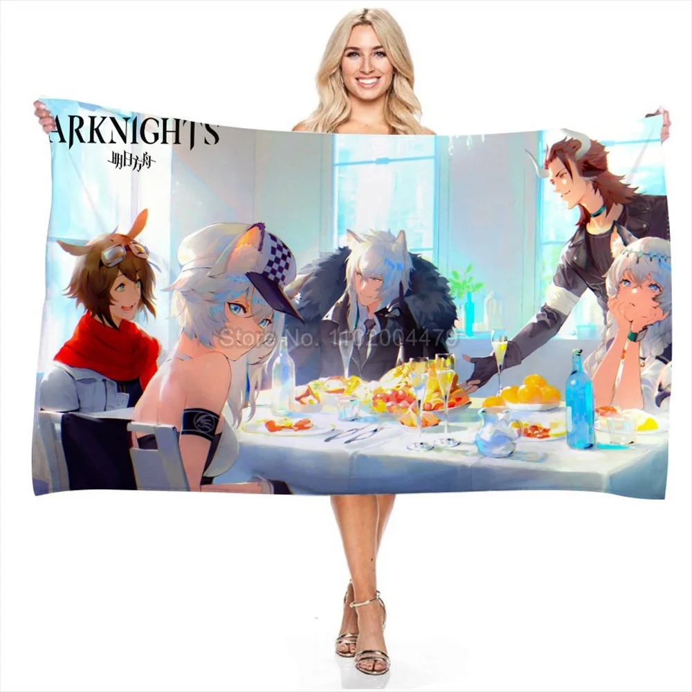 Быстросохнущие банные полотенца аниме arknight 3D прямоугольные комнатные и уличные