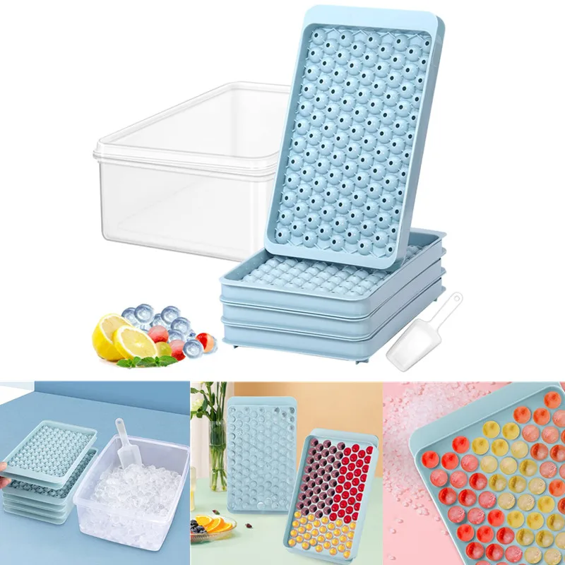 

Mini Ice Cube Trays Ice Ball Maker Molds With Bin Ice Scoop Coffee Juice Drinking Making Ice Tools Plastic Ice Maker For Freezer