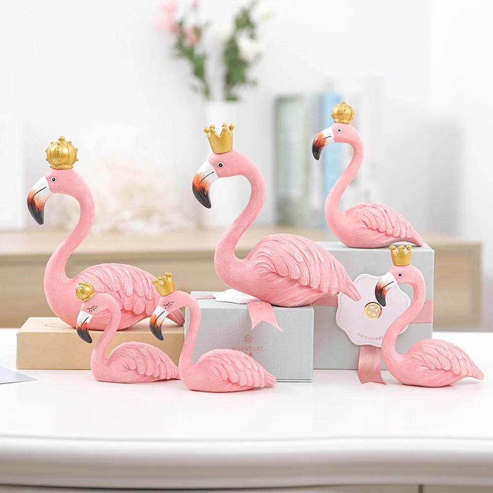 

Pink Flamingo Home Decorations Lovebirds Resin Crafts Cake Ornament Wedding Decor BirthdayGift Living Room Kawaii Home Decor