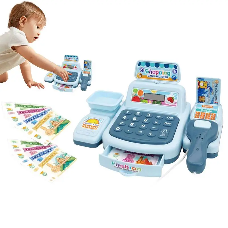 

Kids Grocery Store Scanner Pretend Play Store Playset Cash Register Toy With Cash Register Role Playing Game Educational Toys