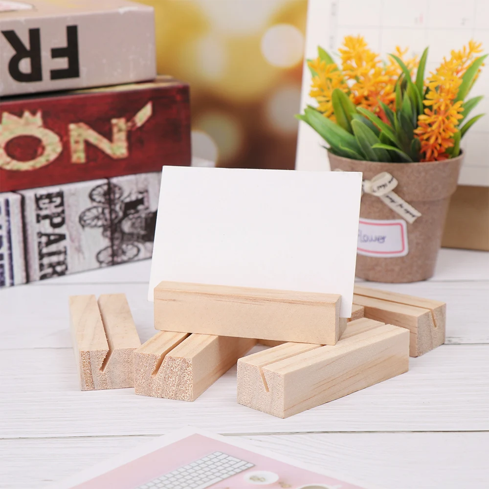 

1pc Desk Card Natural Wooden Notes Clips Photo Holder Clamps Stand Support Picture Frame Base Desktop Decor Crafts