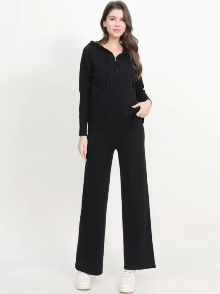 Вязаный осенний комплект из двух предметов женские повседневные модные