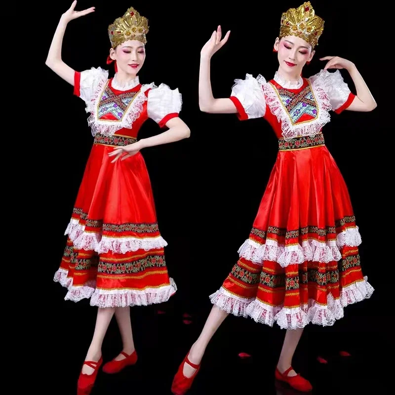 

JUSTSAIYAN Elegant Traditional Russian Dance Costume Dress European Princess Stage Dresses Mongolia Stage Performance Clothing