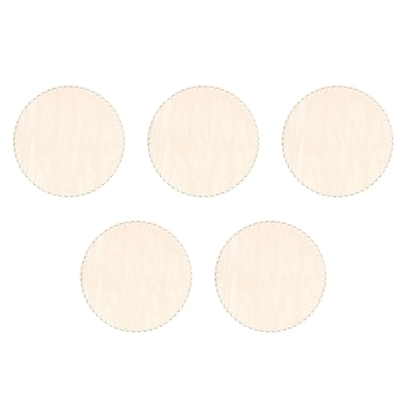 

5Pc 30Cm Natural Wooden Basket Bottom With Hole, Circle Blank Wood Base For DIY Knitting Crochet Bag Bottom Shaper Craft