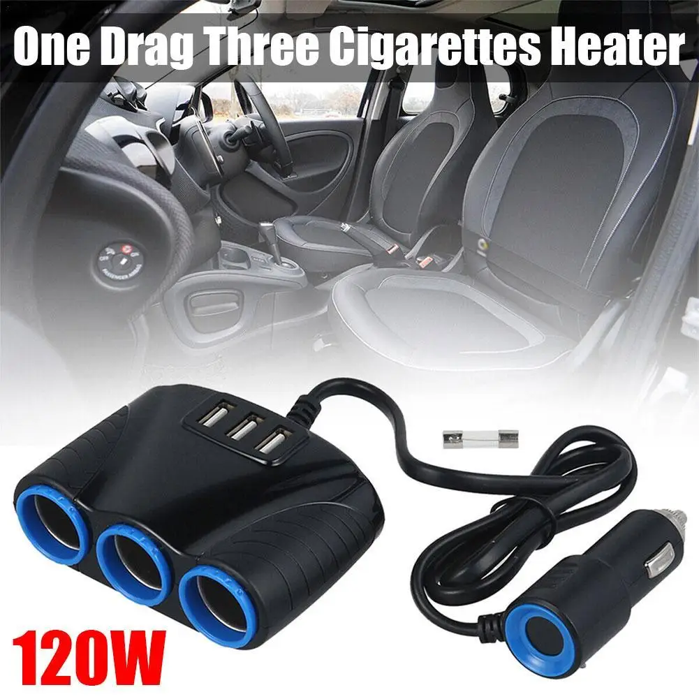 

3 Way 12V 24V Multi Socket Car Cigarette Lighter Socket Extension Splitter USB Charger Adapter uto Replacement Parts