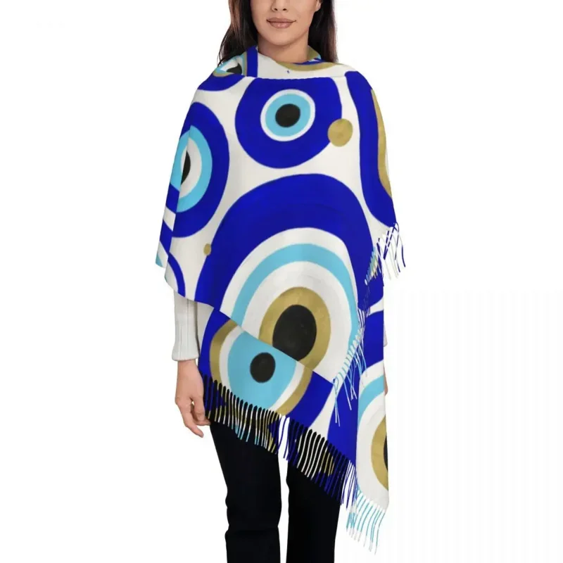

Evil Eye Charms Shawls Wraps For Women Winter Large Soft Scarf Greek Amulet Nazar Lucky Reversible Shawl Scarves