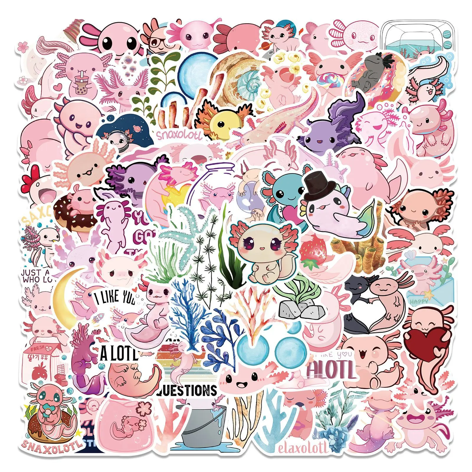 

10/50/100pcs Cute Animal Axolotl Graffiti Stickers Cartoon Decals Kid Toy DIY Diary Suitcase Scrapbook Phone Laptop Sticker Pack