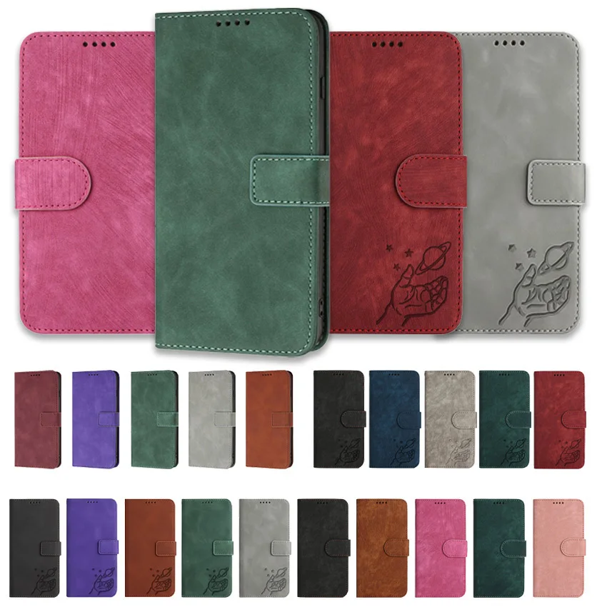 Чехол-книжка с Рельефной текстурой в полоску ладони для Samsung Galaxy M22 M23 M32 M33 M34 M40S M42