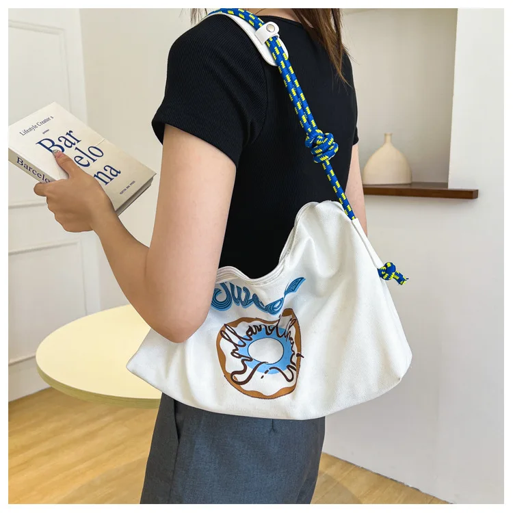 Женская сумка для покупок Холщовая Сумка-тоут с вышивкой Ins утка новинка 2024
