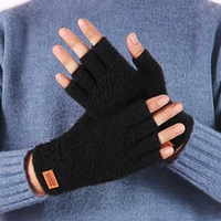 winter fingerless gloves for men knitted half finger glove warm wool elastic driving gloves outdoor touchscreen glove wholesale