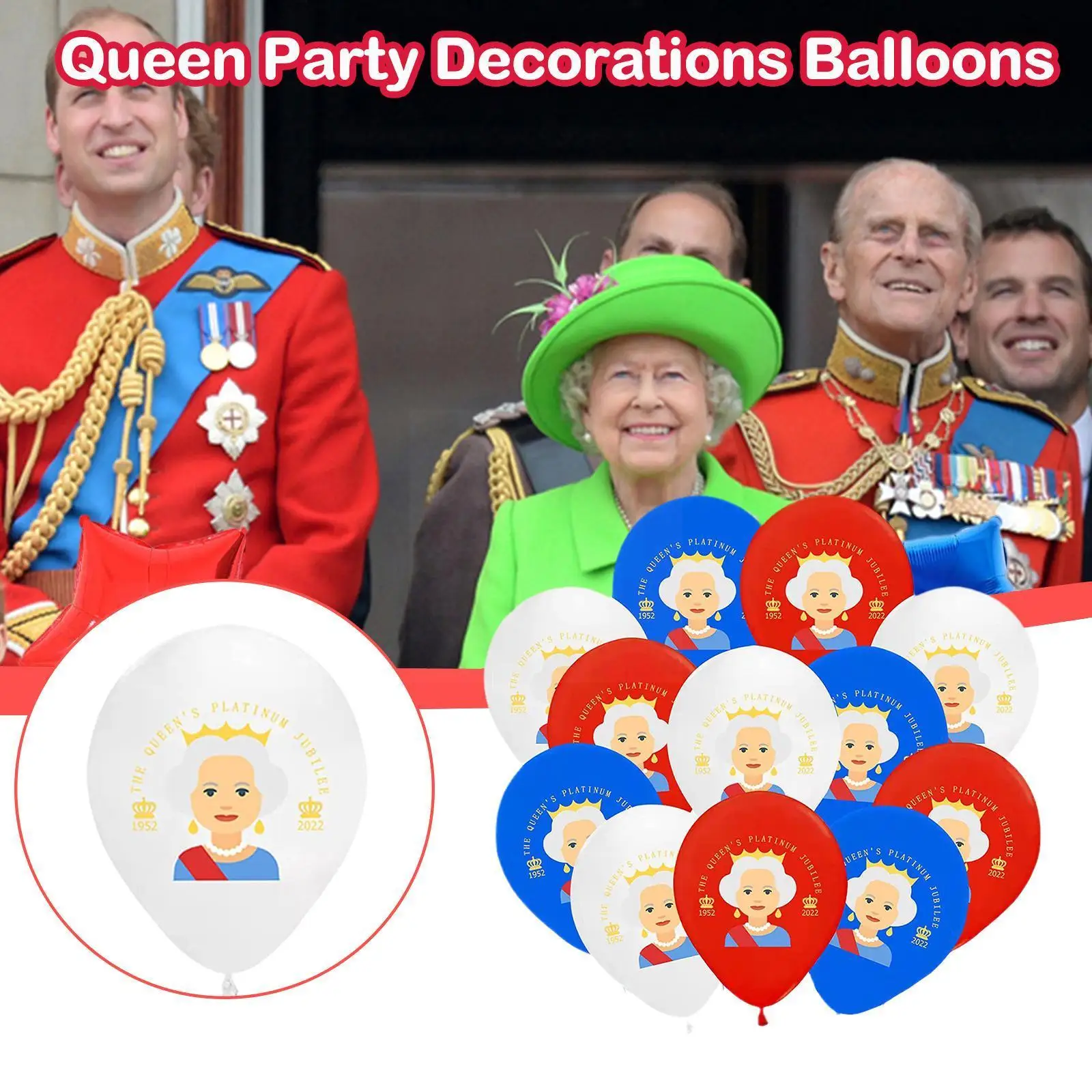 

Queen's Platinum Jubilee Balloon Set 70th Queen Jubilee White Party Decorations Portrait Blue Cartoon Queen Union Ball Jack Z8P2