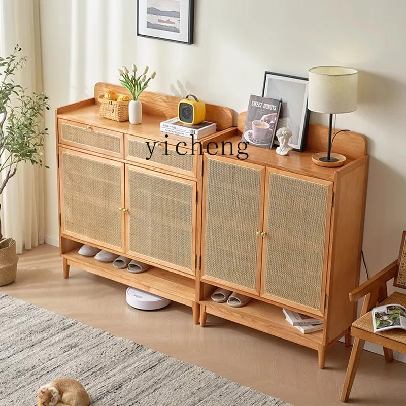 ZF Solid Деревянный шкафчик для обуви винтажный ультратонкий и простой домашний