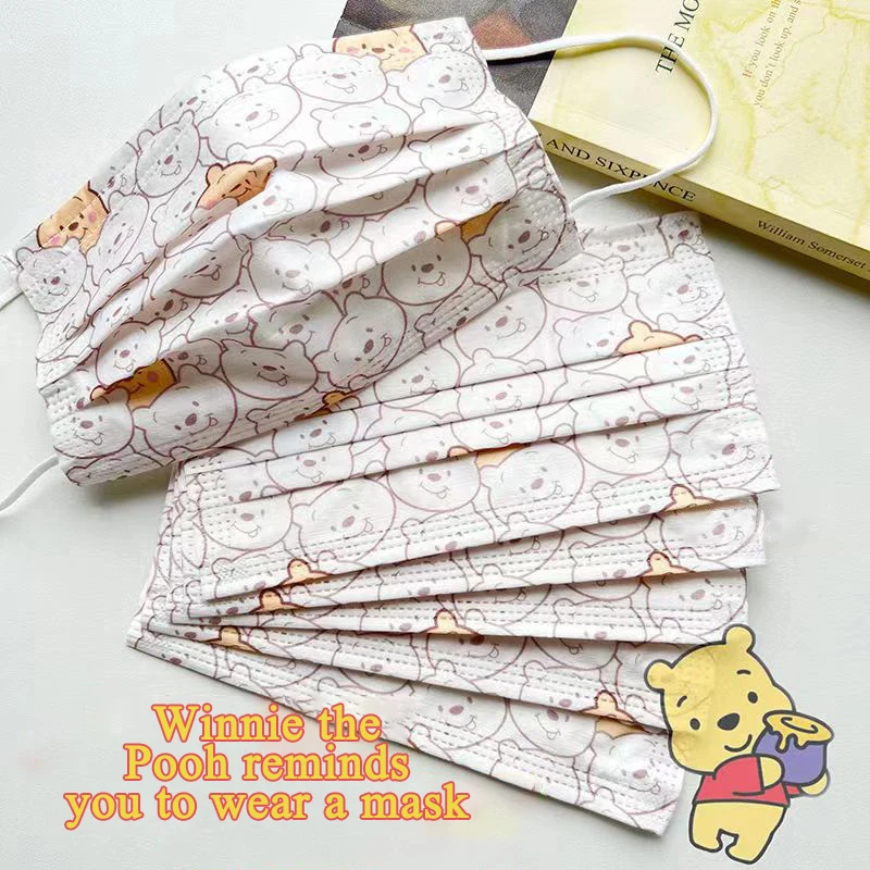 

Маски для лица «Винни-Пух» из мультфильма Disney, милые одноразовые маски для взрослых, 3-слойные пылезащитные маски, индивидуальная упаковка